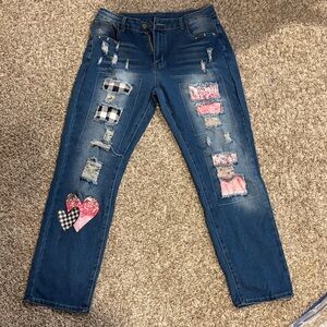 Trendy Distressed Blue Boyfriend Jeans